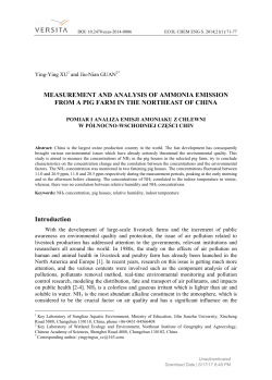 MEASUREMENT AND ANALYSIS OF AMMONIA EMISSION FROM