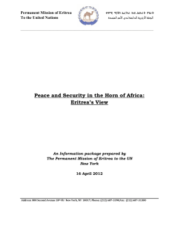 Peace and Security in the Horn of Africa: Eritrea`s View