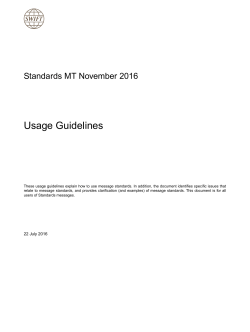 Standards MT November 2016 - Usage Guidelines