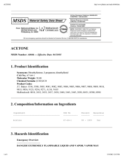 ACETONE 1. Product Identification 2. Composition/Information on