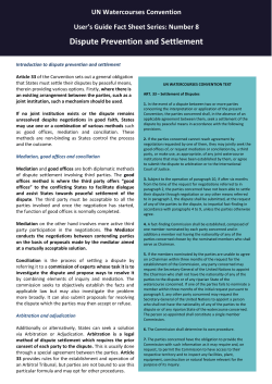 Dispute Prevention and Settlement