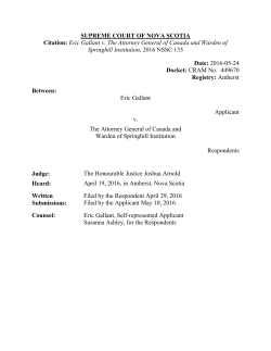 Eric Gallant v. The Attorney General of Canada and Warden of