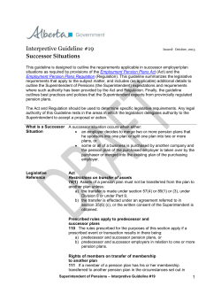 Successor Situations - Alberta Treasury Board and Finance