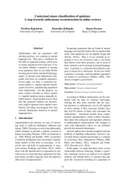 Contextual stance classification of opinions