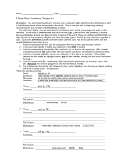 ! 1. Term: debt (p. 29) Sentence: My guess: Definition: 2. Term: curt