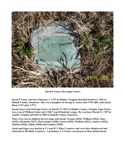 Sarah P Vasser (Mrs Epps Foster) Sarah P Vasser was born