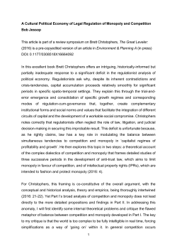 A Cultural Political Economy of Legal Regulation of Monopoly and