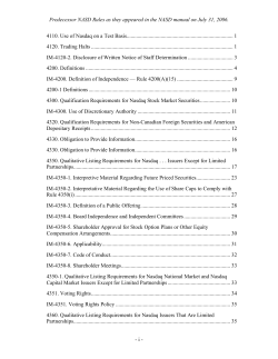Predecessor NASD Rules as they appeared in the NASD manual on