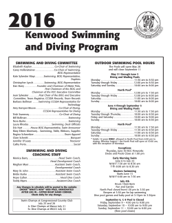 Kenwood Swimming and Diving Program 2016