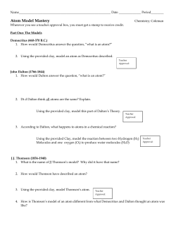 Atom Model Mastery - coleman general chemistry