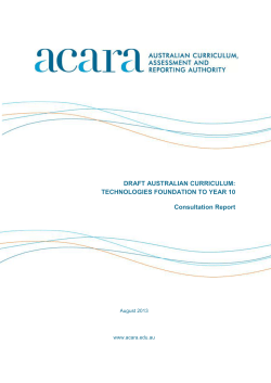 DRAFT AUSTRALIAN CURRICULUM: TECHNOLOGIES