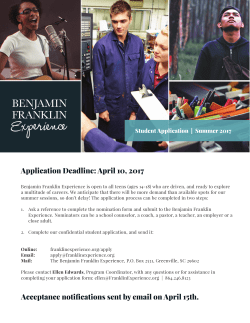 Student Application Form.indd - Benjamin Franklin Experience