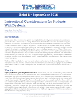 Instructional Considerations for Students With