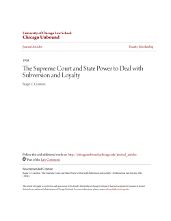 The Supreme Court and State Power to Deal with Subversion and