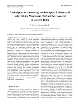 Techniques for Increasing the Biological Efficiency of Paddy Straw