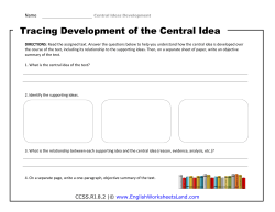 Tracing Development of the Central Idea