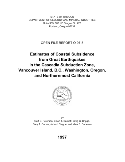 Estimates of Coastal Subsidence from Great Earthquakes in the