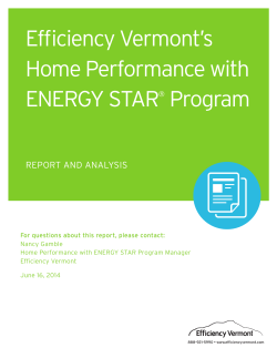 Efficiency Vermont`s Home Performance with ENERGY STAR Program