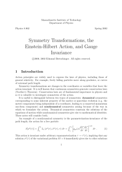 Symmetry Transformations, the Einstein
