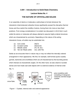 3.091 &ndash; Introduction to Solid State Chemistry Lecture Notes No