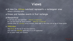 A view (i.e. UIView subclass) represents a rectangular area Draws