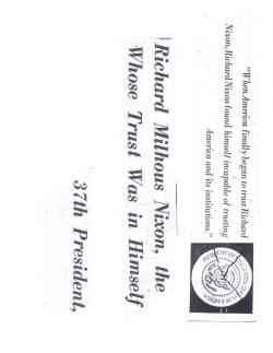 Richard Milhous Nixon, the Whose Trust Was in Himself 37th