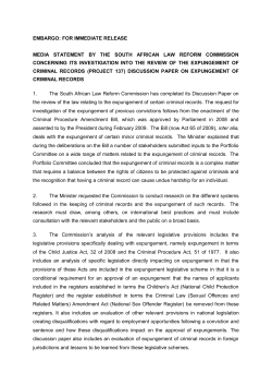 EMBARGO: FOR IMMEDIATE RELEASE MEDIA STATEMENT BY