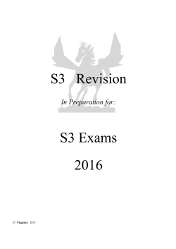 S3 Revision S3 Exams 2016
