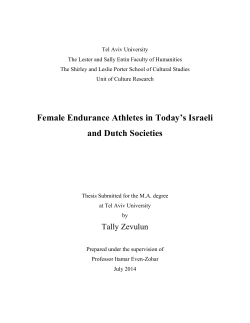 Female Endurance Athletes in Today`s Israeli and Dutch Societies
