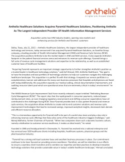 Anthelio Healthcare Solutions Acquires Pyramid Healthcare