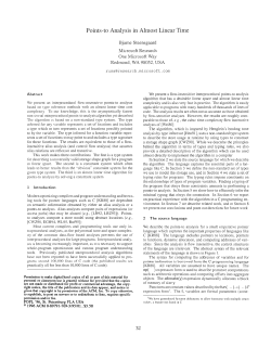 Steensgaard 96: Points-To Analysis in Almost Linear Time
