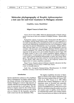 Molecular phylogeography of Boophis tephraeomystax: a test case