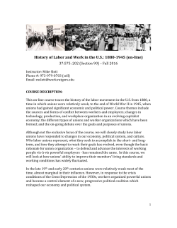 History of Labor and Work in the U.S.: 1880-1945 (on
