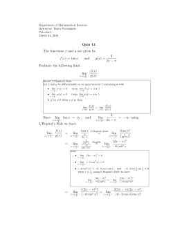Quiz 14 The functions f and g are given by f(x) = tanx and g(x) = 3 2x