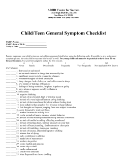 Child Checklists - the ADHD Center for Success