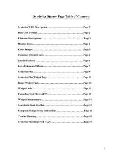 Syndetics Starter Page Table of Contents