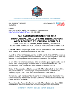 FAN PACKAGES ON SALE FOR 2017 PRO FOOTBALL HALL OF