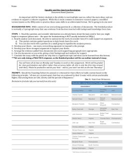 Equality and the American Revolution Document Based Question