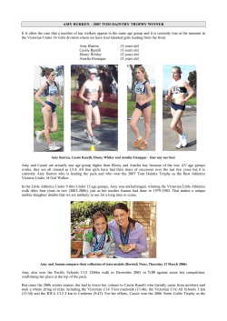 AMY BURREN &ndash; 2007 TOM DAINTRY TROPHY WINNER It is often