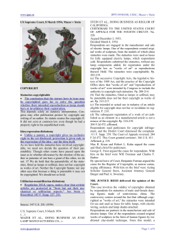 US Supreme Court, 8 March 1954, Mazer v Stein - IP