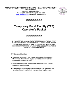 Temporary Food Facility (TFF) Operator`s Packet