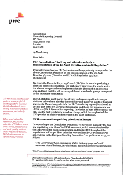 Keith Billing financial Reporting Council $th floor 125 London Wall