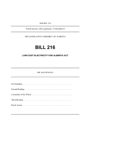 BILL 216 - Legislative Assembly of Alberta