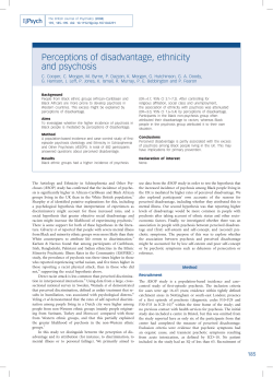 Perceptions of disadvantage, ethnicity and psychosis