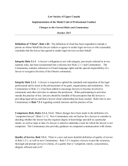 Implementation of the Model Code of Professional Conduct