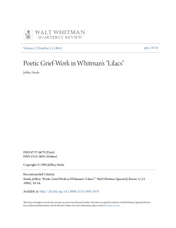 Poetic Grief-Work in Whitman`s "Lilacs"