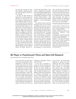 Bit Player or Powerhouse? China and Stem-Cell