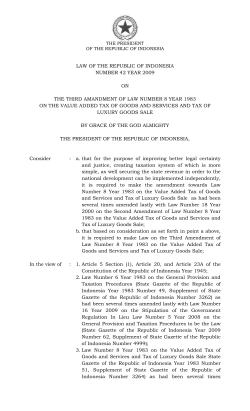 LAW OF THE REPUBLIC OF INDONESIA NUMBER 42 YEAR 2009