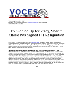 By Signing Up for 287g, Sheriff Clarke has Signed His Resignation