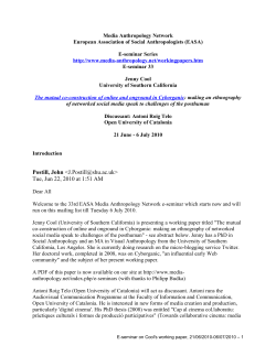 E-seminar - Media Anthropology Network